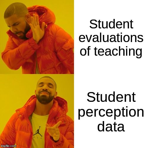 Drake meme: Student evaluations of teaching > Student perception data