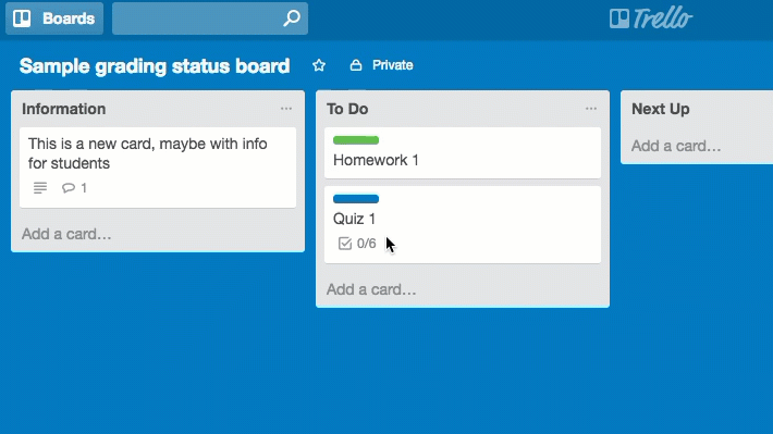 Set up a student-friendly grading status board using Trello