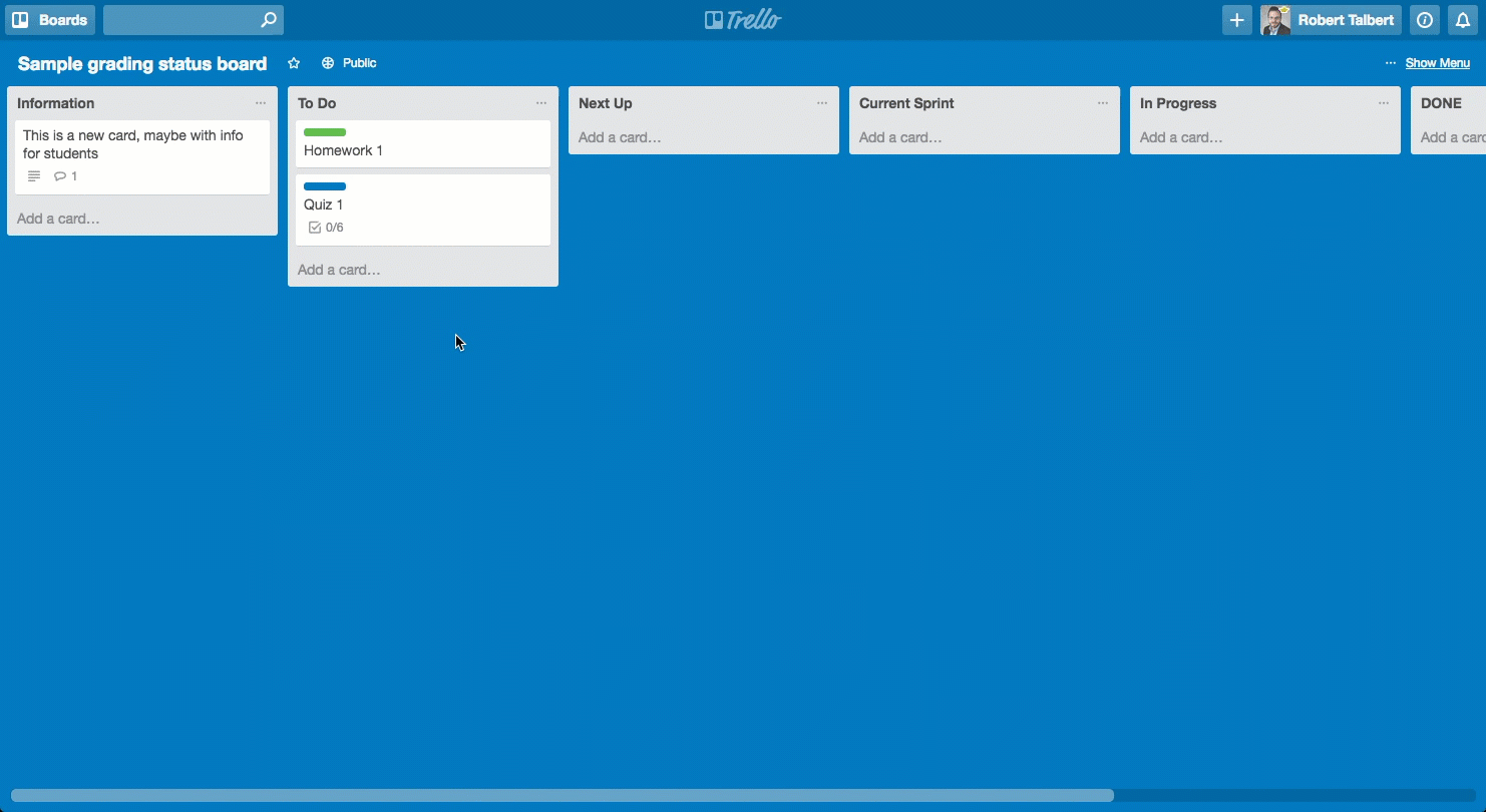 Set up a student-friendly grading status board using Trello